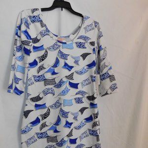 Persifor Papel Picado Blue and White 3/4 Sleeve Dress Women’s Small NEW